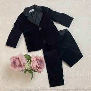 Young Versace Black Velvet suit 18m